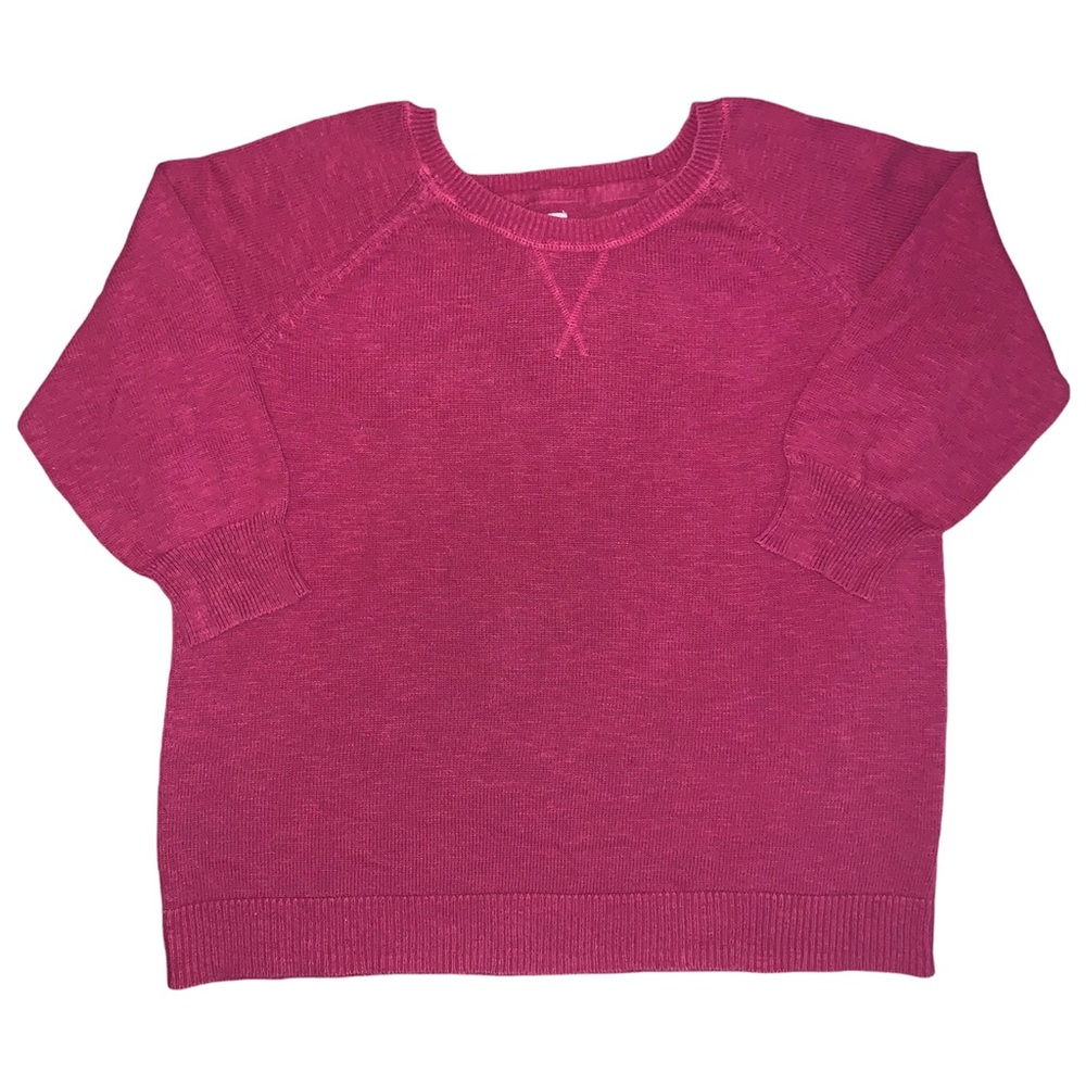 Basic Berry Red 3/4 Sleeve Knit Sweater